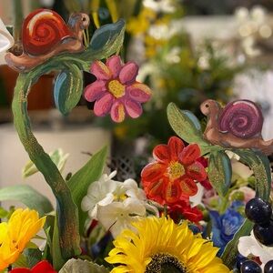 Colorful Snail Garden Stakes Set of 2 Metal